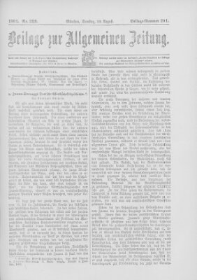 Allgemeine Zeitung Samstag 29. August 1891