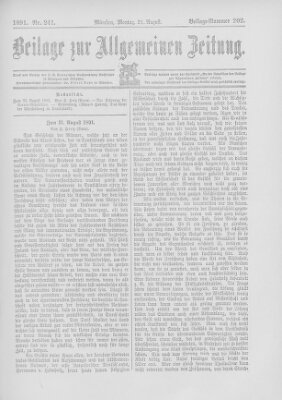 Allgemeine Zeitung Montag 31. August 1891