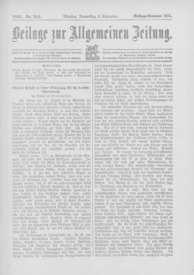 Allgemeine Zeitung Donnerstag 3. September 1891