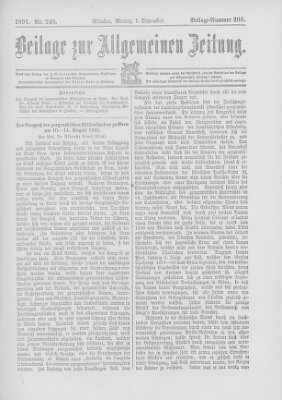 Allgemeine Zeitung Montag 7. September 1891