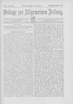 Allgemeine Zeitung Samstag 12. September 1891