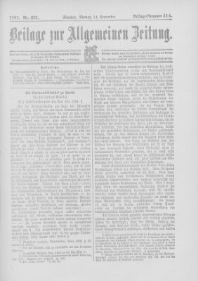 Allgemeine Zeitung Montag 14. September 1891