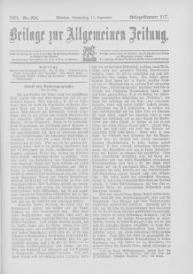 Allgemeine Zeitung Donnerstag 17. September 1891