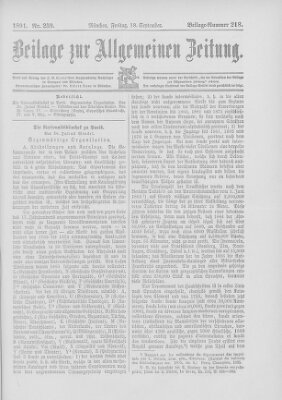 Allgemeine Zeitung Freitag 18. September 1891