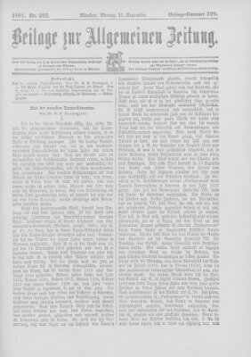 Allgemeine Zeitung Montag 21. September 1891