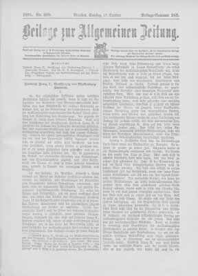 Allgemeine Zeitung Samstag 17. Oktober 1891