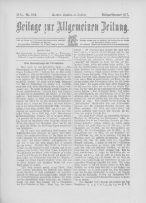 Allgemeine Zeitung Samstag 31. Oktober 1891