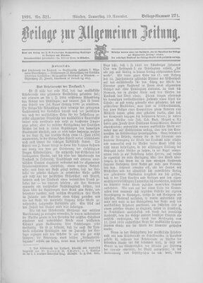 Allgemeine Zeitung Donnerstag 19. November 1891