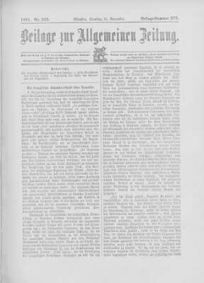 Allgemeine Zeitung Samstag 21. November 1891