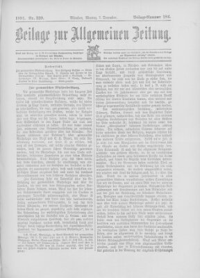 Allgemeine Zeitung Montag 7. Dezember 1891