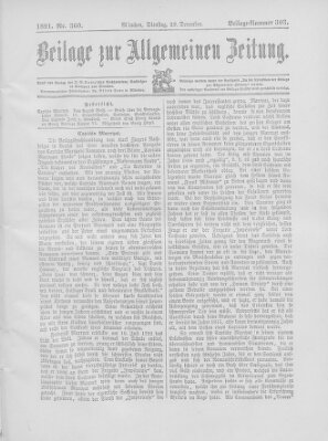 Allgemeine Zeitung Dienstag 29. Dezember 1891