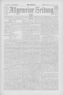 Allgemeine Zeitung Montag 19. Oktober 1891