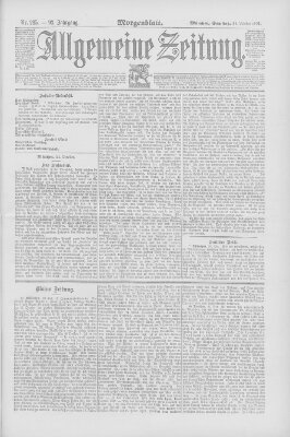 Allgemeine Zeitung Samstag 24. Oktober 1891