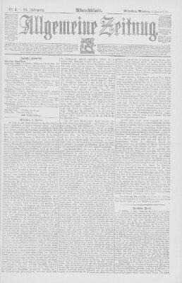 Allgemeine Zeitung Montag 4. Januar 1892