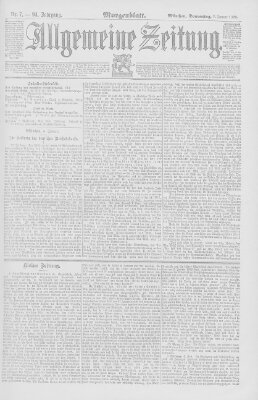 Allgemeine Zeitung Donnerstag 7. Januar 1892