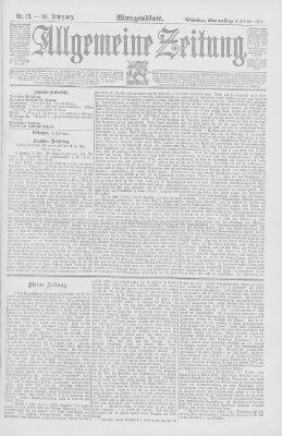 Allgemeine Zeitung Donnerstag 4. Februar 1892
