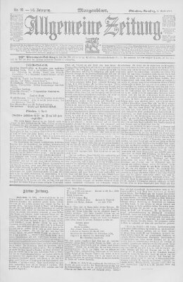 Allgemeine Zeitung Samstag 2. April 1892