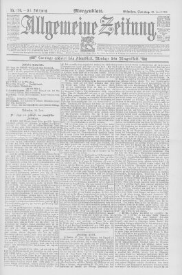 Allgemeine Zeitung Sonntag 26. Juni 1892