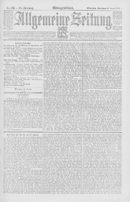 Allgemeine Zeitung Samstag 27. August 1892