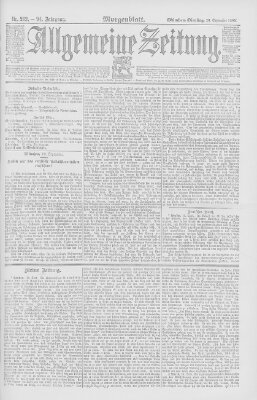 Allgemeine Zeitung Dienstag 20. September 1892