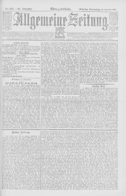 Allgemeine Zeitung Donnerstag 22. September 1892