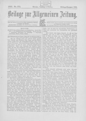 Allgemeine Zeitung Samstag 1. Oktober 1892