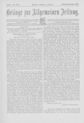 Allgemeine Zeitung Dienstag 4. Oktober 1892