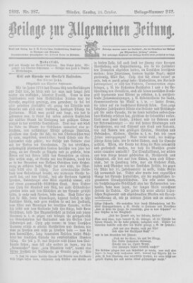 Allgemeine Zeitung Samstag 15. Oktober 1892