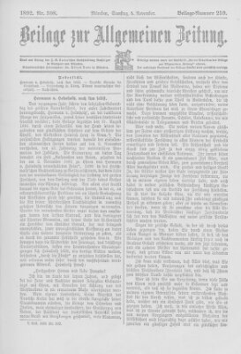 Allgemeine Zeitung Samstag 5. November 1892