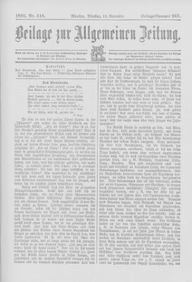 Allgemeine Zeitung Dienstag 15. November 1892