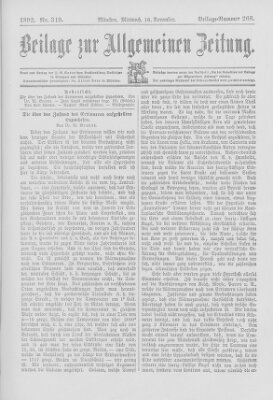 Allgemeine Zeitung Mittwoch 16. November 1892