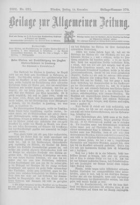 Allgemeine Zeitung Freitag 18. November 1892