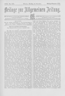 Allgemeine Zeitung Dienstag 22. November 1892