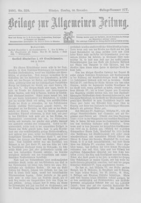 Allgemeine Zeitung Samstag 26. November 1892