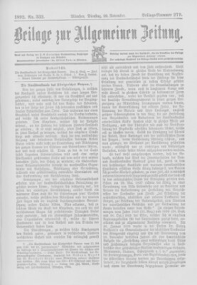 Allgemeine Zeitung Dienstag 29. November 1892