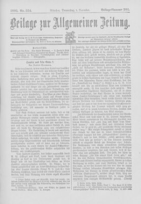 Allgemeine Zeitung Donnerstag 1. Dezember 1892