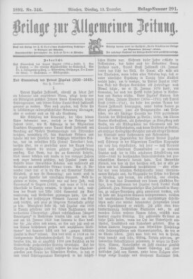 Allgemeine Zeitung Dienstag 13. Dezember 1892