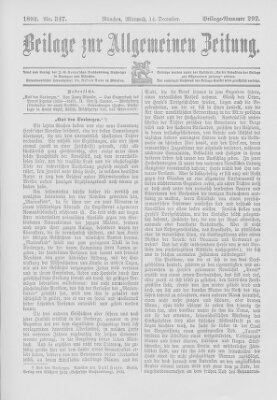 Allgemeine Zeitung Mittwoch 14. Dezember 1892