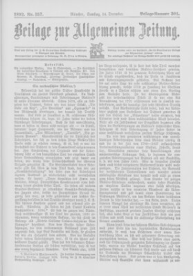 Allgemeine Zeitung Samstag 24. Dezember 1892