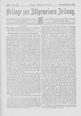 Allgemeine Zeitung Samstag 31. Dezember 1892