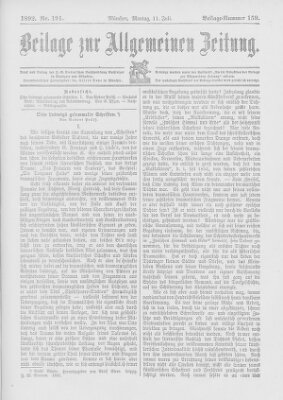 Allgemeine Zeitung Montag 11. Juli 1892