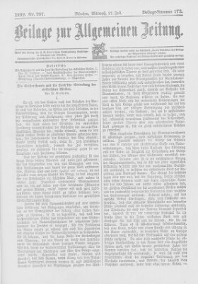 Allgemeine Zeitung Mittwoch 27. Juli 1892