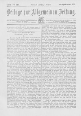 Allgemeine Zeitung Dienstag 2. August 1892