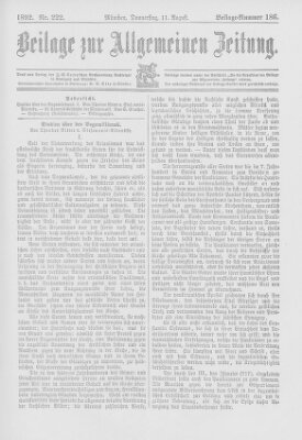 Allgemeine Zeitung Donnerstag 11. August 1892