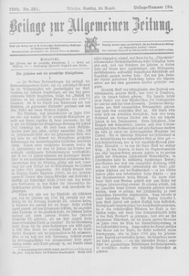 Allgemeine Zeitung Samstag 20. August 1892