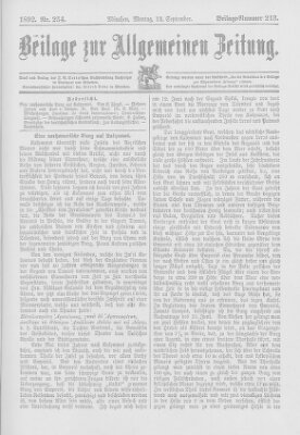 Allgemeine Zeitung Montag 12. September 1892