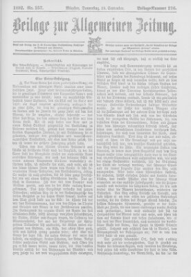 Allgemeine Zeitung Donnerstag 15. September 1892