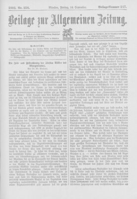 Allgemeine Zeitung Freitag 16. September 1892