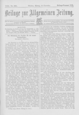 Allgemeine Zeitung Montag 19. September 1892