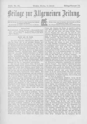 Allgemeine Zeitung Montag 18. Januar 1892